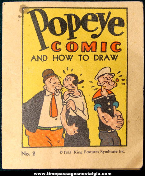 1933 Popeye Comic & How To Draw Miniature Orbit Gum Premium Booklet