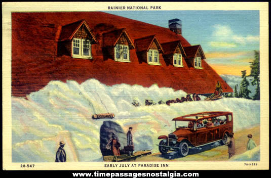 Unusual 1938 Paradise Inn Rainier National Park Washington Post Card