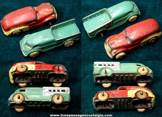 (2) Old Painted Cast Lead American Made Toy Delivery Trucks