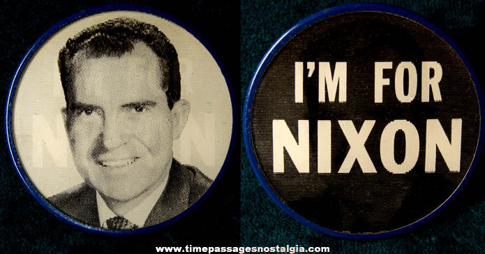 Old United States President Richard Nixon Flicker Pin Back Button Badge