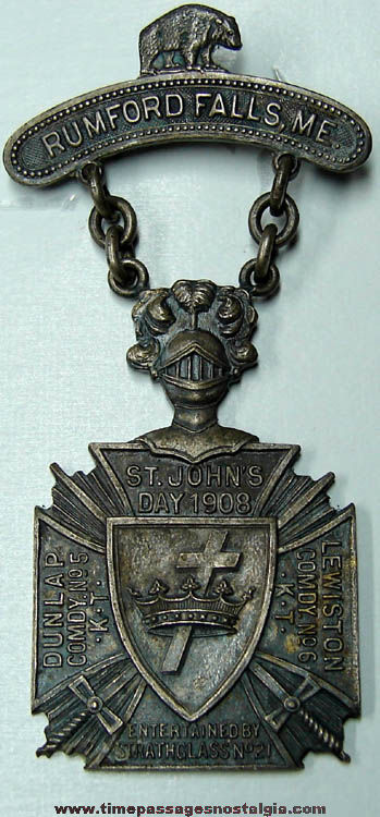 1908 Rumford Falls Maine Religious or Fraternal Medal