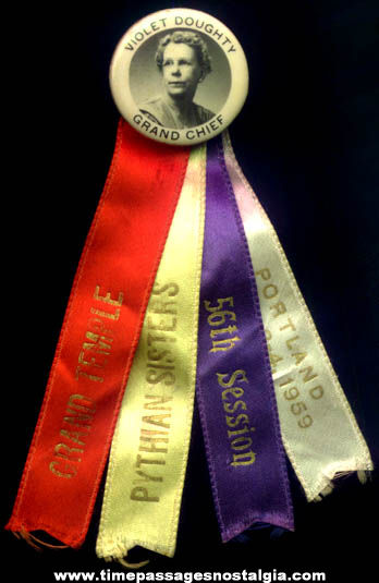 1959 Portland Maine Pythian Sisters Fraternal Organization Ribbon Badge