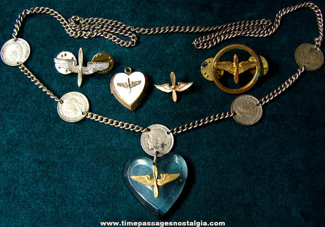 (5) Old United States Army Air Corps Pins & Sweetheart Jewelry Items