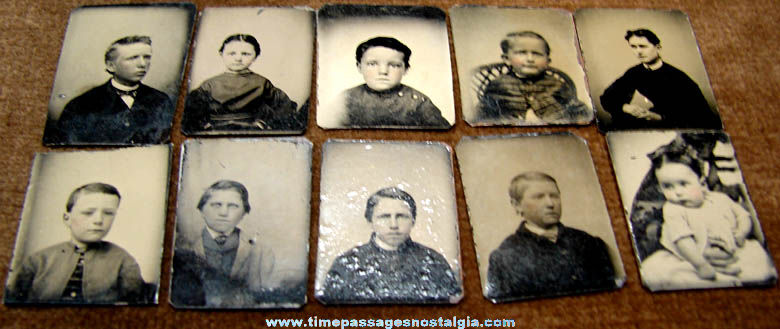 (10) Old Miniature Tin Type Children Photographs
