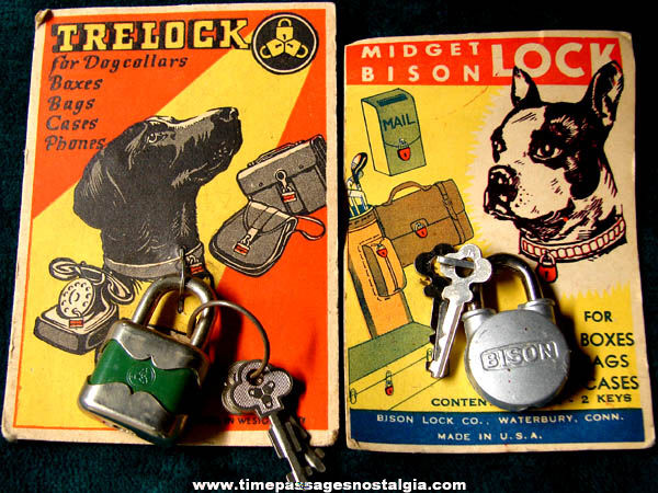 (2) Old Unused & Carded Miniature Padlocks With Keys