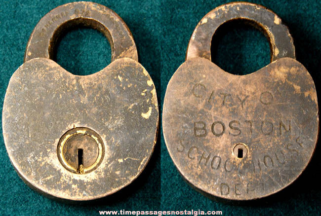 1800s Boston Massachusetts School House Brass Padlock