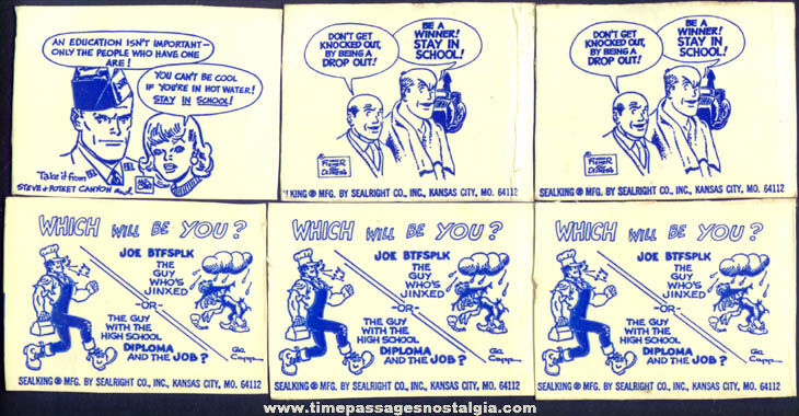 (6) Old Clovervale Dairy Milk Carton Comic Strip Character Trading Cards