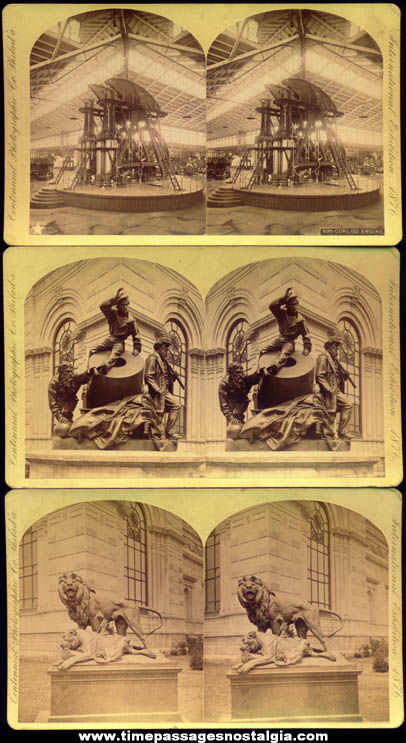 (3) 1876 United States Centennial International Exhibition Stereoview Photograph Cards