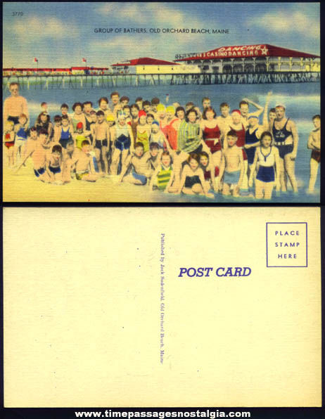 Old Unused Old Orchard Beach Bathers Maine Post Card