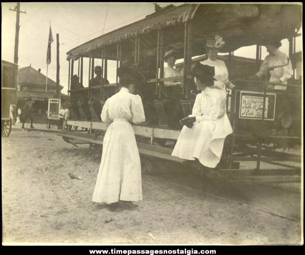 Old Black & White Victorian Trolley Photograph