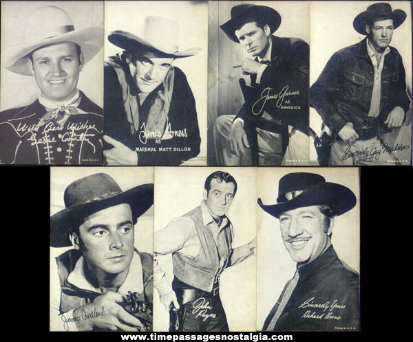(7) Old Western Cowboy Movie Actor Arcade Exhibit Cards