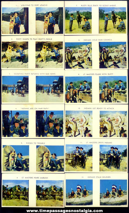 Set of (24) 1954 Nabisco Cereal Premium Rin Tin Tin Stereoview Picture Cards