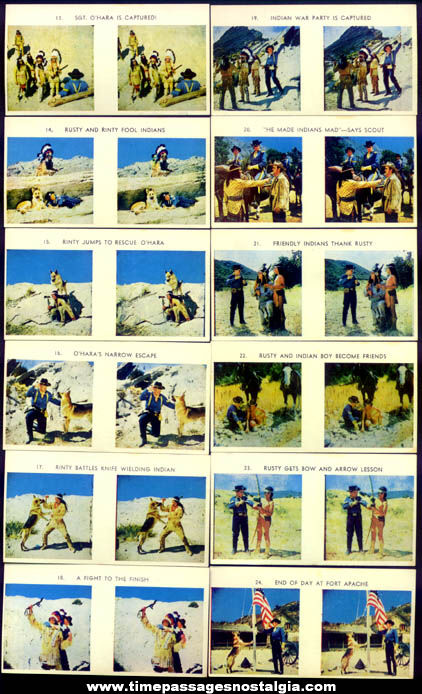 Set of (24) 1954 Nabisco Cereal Premium Rin Tin Tin Stereoview Picture Cards