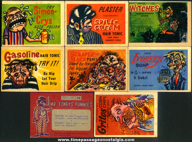 (7) 1960 Mr. Foneys Funnies Leaf Bubble Gum Non Sports Trading Cards
