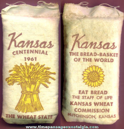 Unopened 1961 Kansas Centennial Miniature Advertising Souvenir Wheat Bag