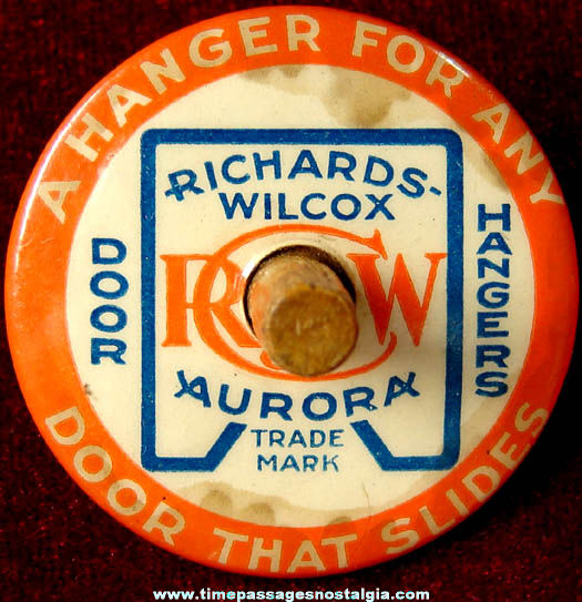 Old Richards Wilcox Aurora Door Hangers Advertising Premium Spinning Top