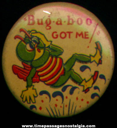 Old Mobil Oil Bug-a-boo Insect Character Pin Back Button