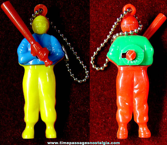 Colorful Old Lido Plastic Baseball Player Key Chain Puzzle