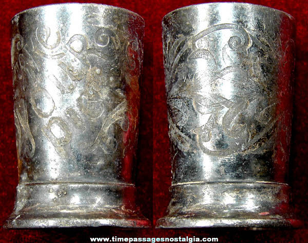 Fancy Old Pewter Tooth Pick Holder Cup