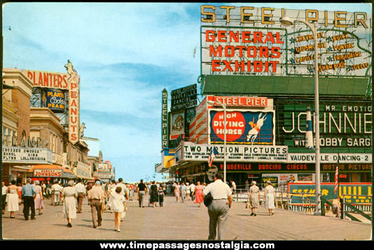 1957 Atlantic City New Jersey Steel Pier Post Card With Advertising