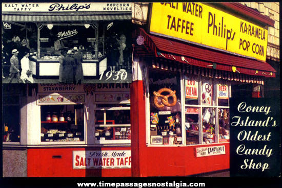 Old Unused Coney Island New York Philips Candy Shop Advertising Post Card