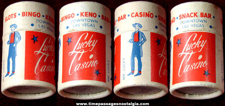 Full Unused Old Las Vegas Lucky Casino Advertising Souvenir Match Box Paper Container