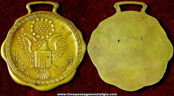Old United States Great Seal Brass Watch Fob