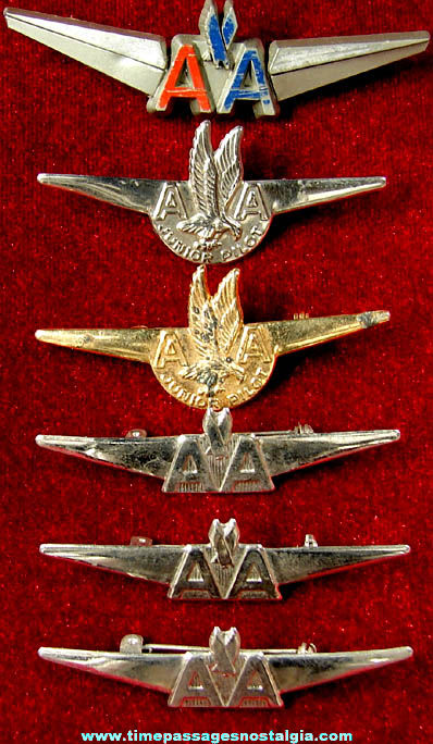 (6) Old American Airlines Advertising Premium Wing Pins