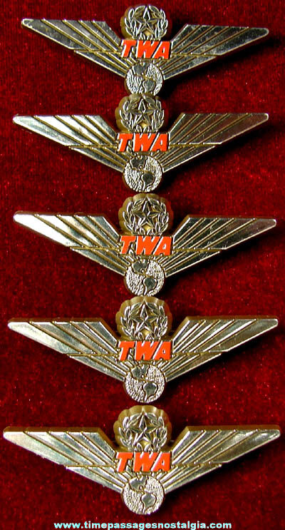 (5) Old Trans World Airlines TWA Advertising Premium Wing Pins