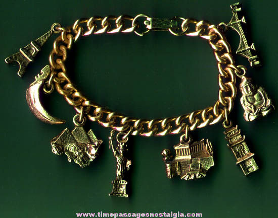 Old Metal World Landmark Souvenir Charm Bracelet