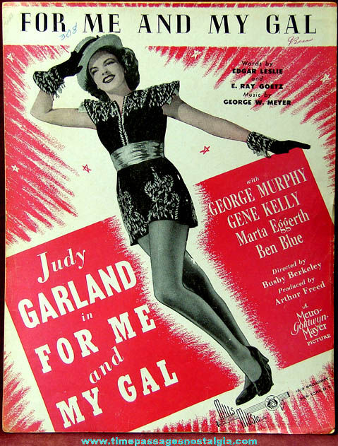 (2) Colorful Old Judy Garland MGM Movie Song Sheets