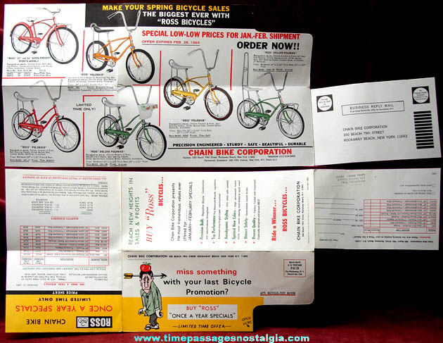 1969 Ross Bicycle Advertising Brochure With Order Form Post Card