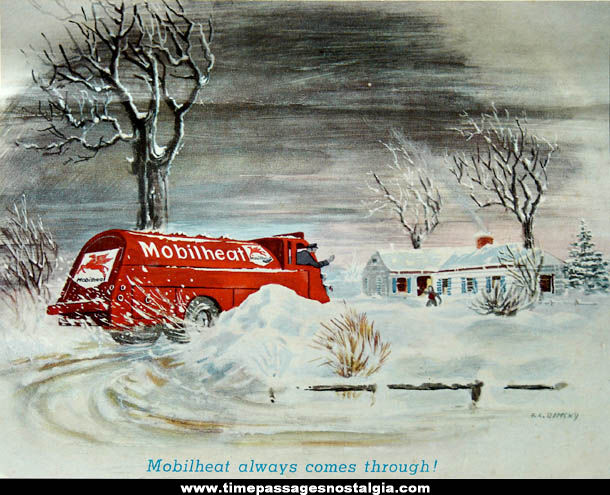 Unused 1956 Mobil Oil & Kerosene Advertising Premium Wall Calendar