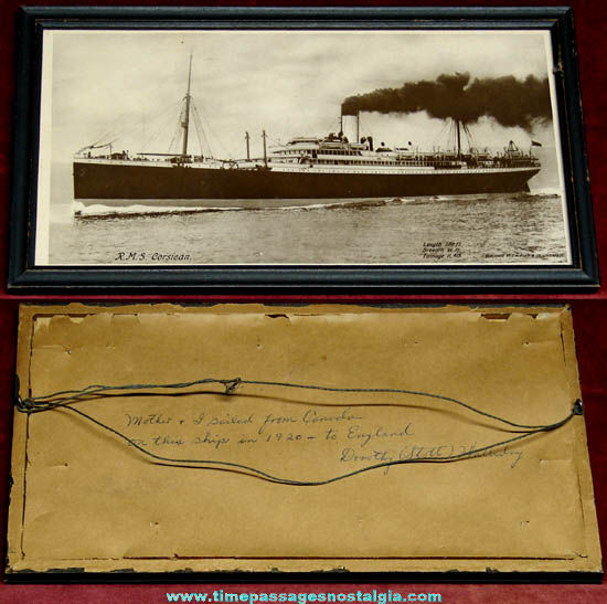 Framed 1920 R.M.S. Corsican Ship Photograph