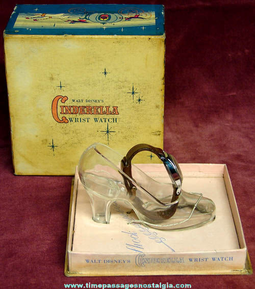 Rare Old Walt Disney Cinderella Watch Box with Wrist Watch