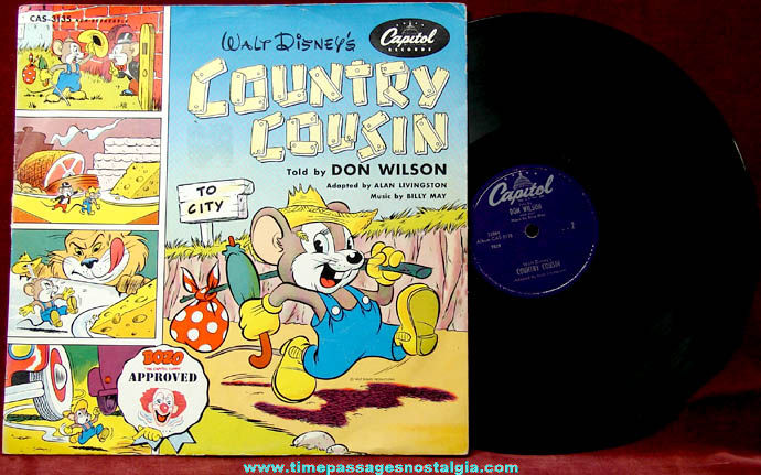 Old Walt Disney Country Cousin Capitol Record With Sleeve