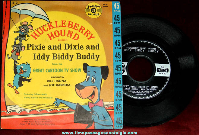 ©1960 Hanna Barbera Huckleberry Hound Golden Record With Sleeve