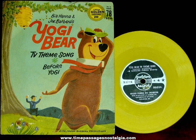 1961 Hanna Barbera Yogi Bear Little Golden Record With Sleeve