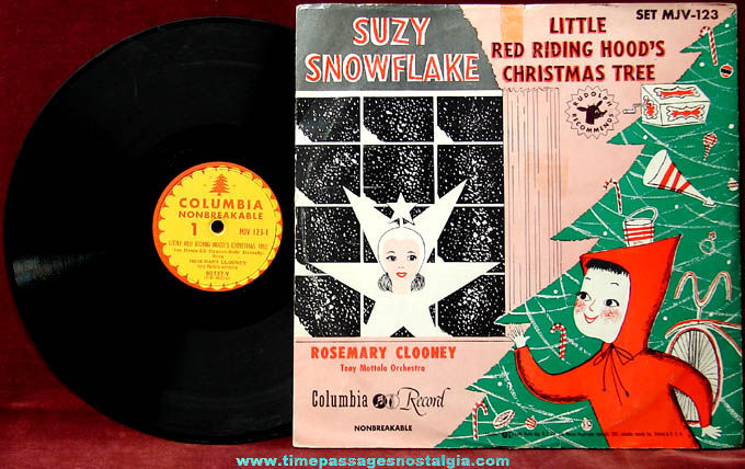 1951 Little Red Riding Hood Christmas Tree & Suzy Snowflake Childrens Record With Cover