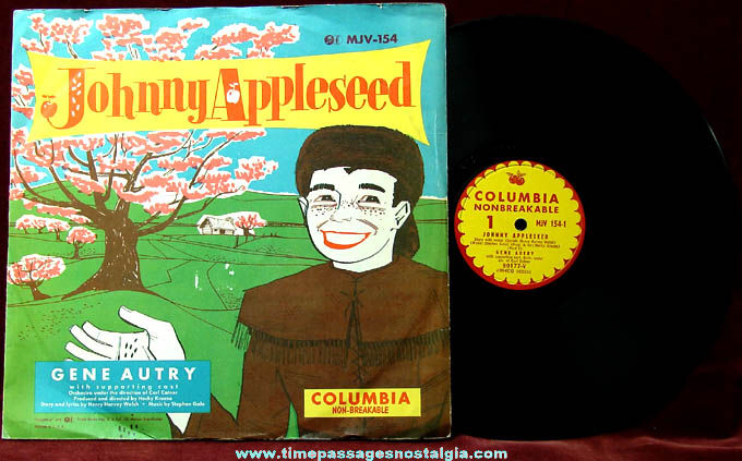1950s Johnny Appleseed Gene Autry Childrens Record With Cover