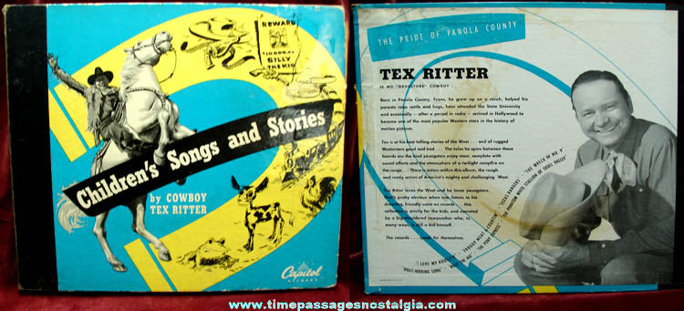 Old Tex Ritter Childrens Song & Story Records With Cover