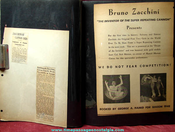 Old Zacchini Italian American Circus Performer Family Scrap Book