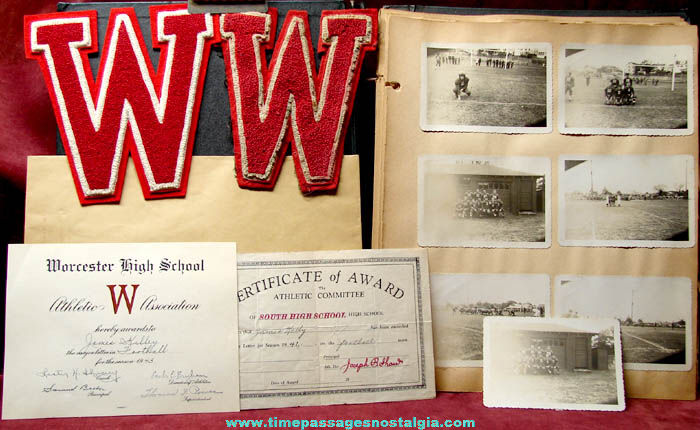 1941 - 1943 Worcester Massachusetts High School Student Football Scrap Book