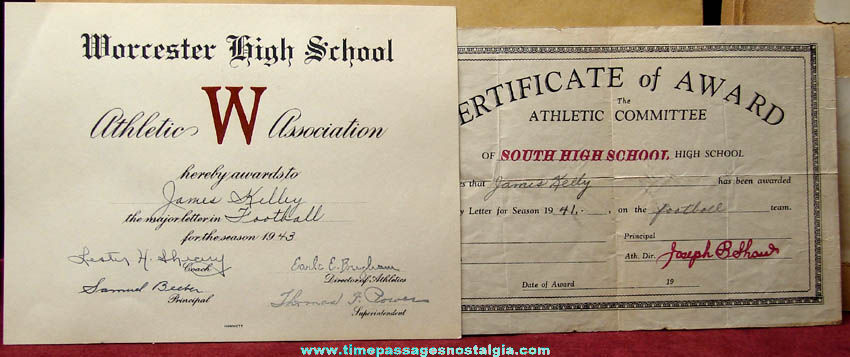 1941 - 1943 Worcester Massachusetts High School Student Football Scrap Book