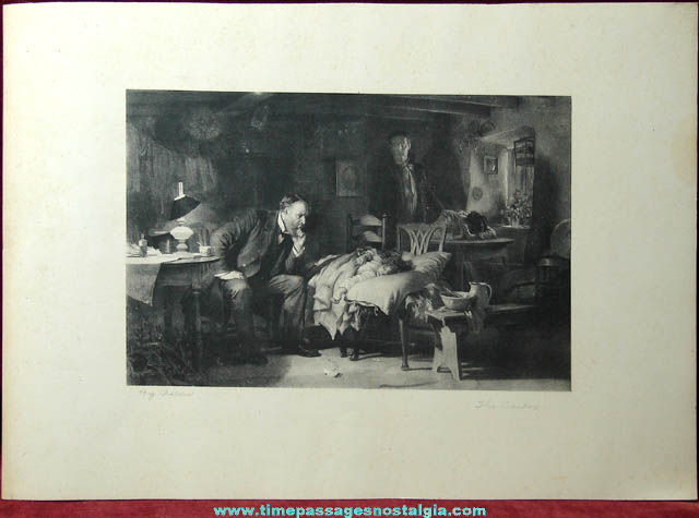 Old Detailed Lithographed Doctor Print by Fildes