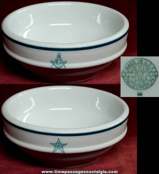 Old Porcelain Mason & Eastern Star Fraternal Bowl