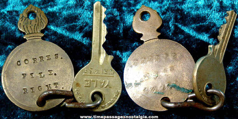 Old Hand Made Brass United States Army Ordnance Key Tag Charm With Key
