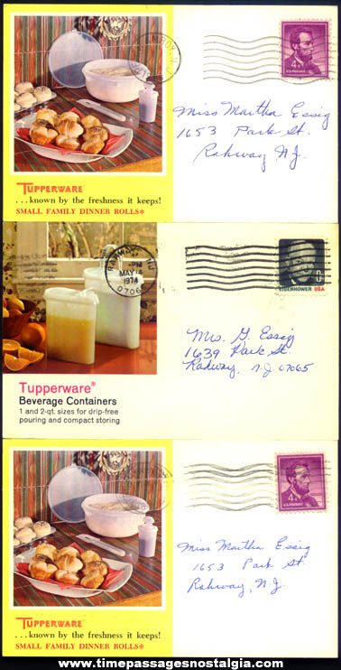 (3) Colorful Old Tupperware Advertising Party Invitation Post Cards