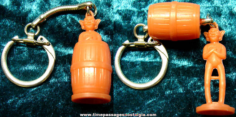 Old Elf Gnome Troll or Alien In Barrel Key Chain Charm