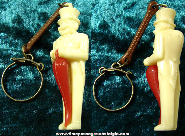 Old Comic Character Man Figure Key Chain Charm With An Italian Horn Charm